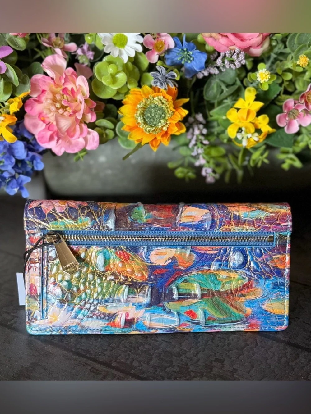 Brahmin Ady WaterLily Wallet NWT Pretty Floral Placement HTF PRICE FIRM $$$